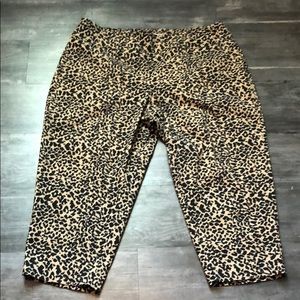 Cato Leopard Print Ankle Crop Pants - Tan & Black